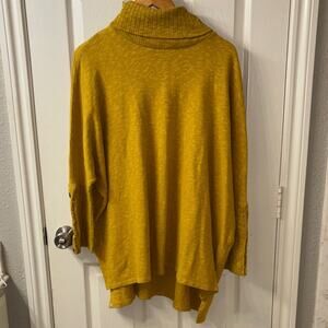 Chalet et Ceci Lagenlook Mustard Yellow Cowl Neck Tunic Top Made in USA